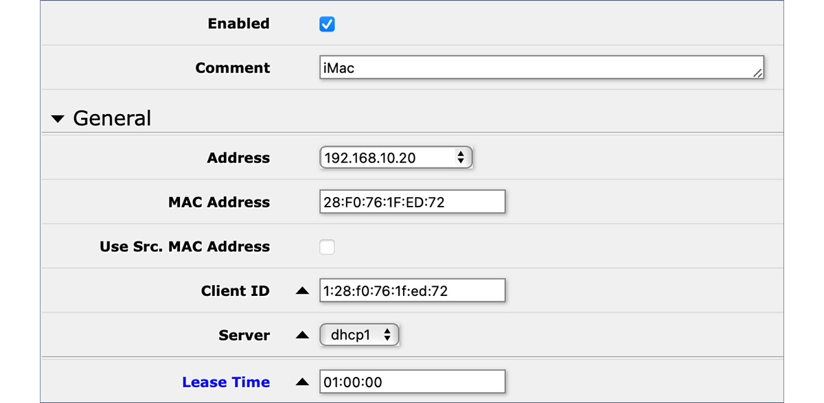 MAC-IP összerendelés a Mikrotik router DHCP szerverében